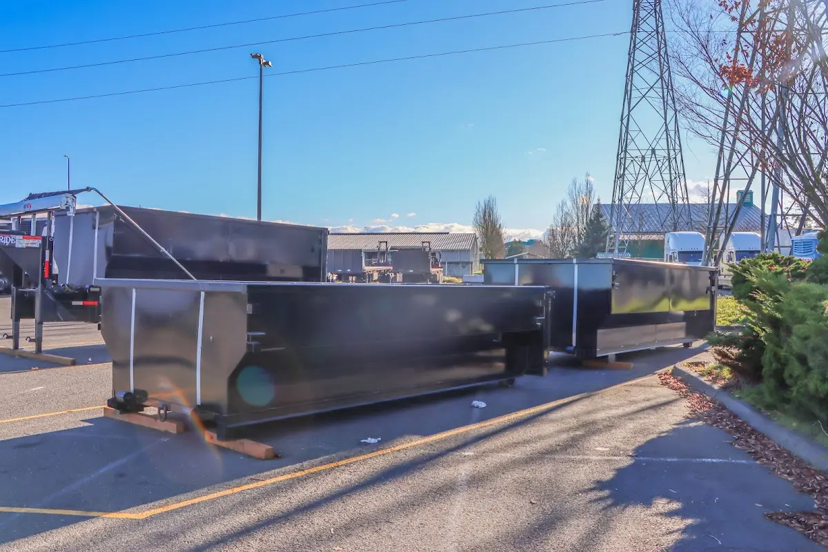 Roll-off dumpster ready for waste disposal at job site for Cleanout Dumpster Rental in Glen Burnie